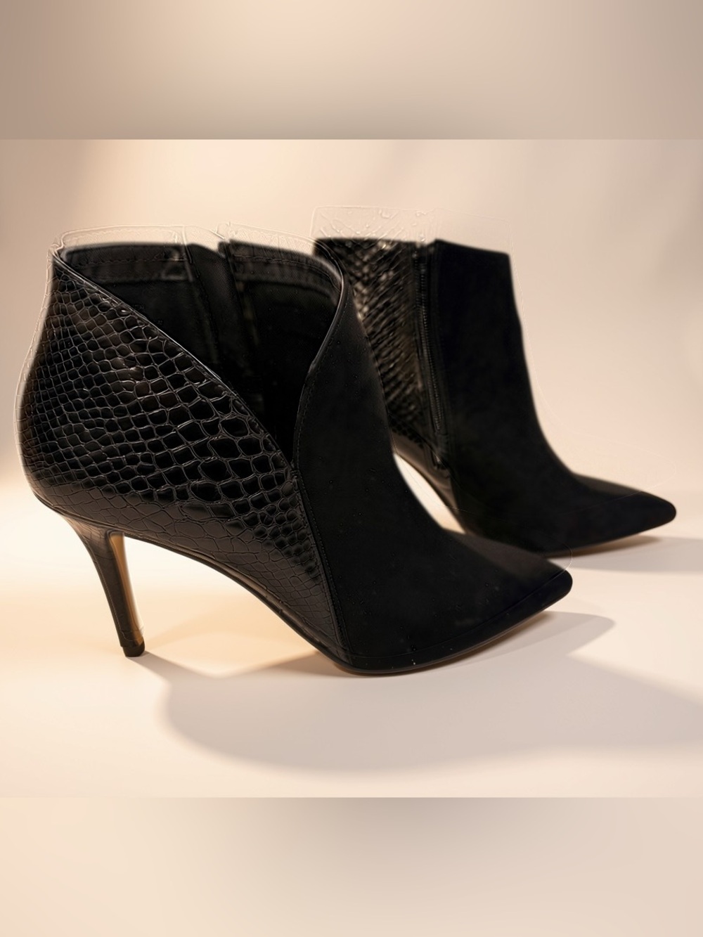 Express Size 9 Booties & Snakeskin Crossbody Bag Bundle